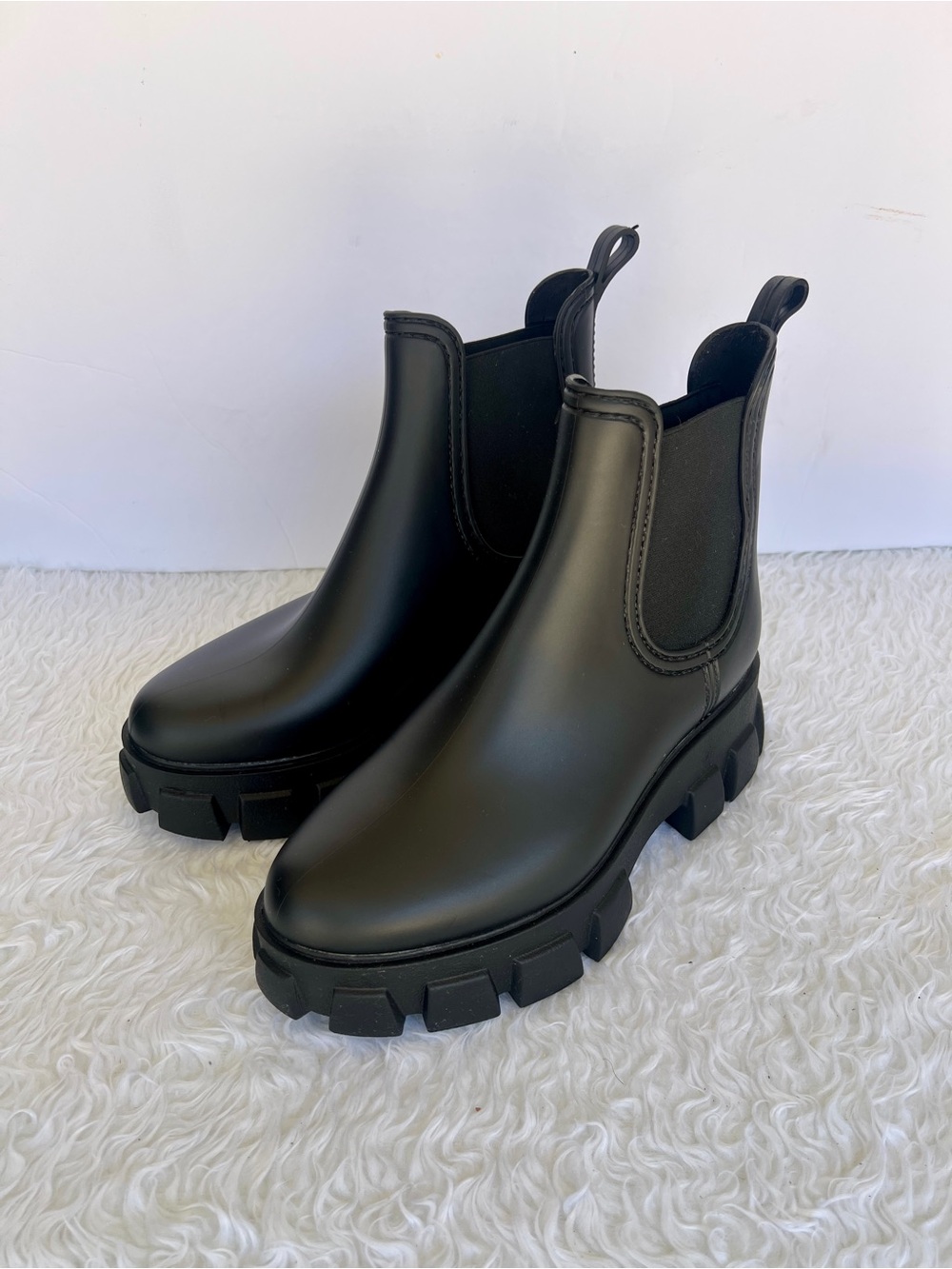 Jeffery Campbell Women’s Matte Black Lug Sole Platform Boots Size 7 Pre Owned